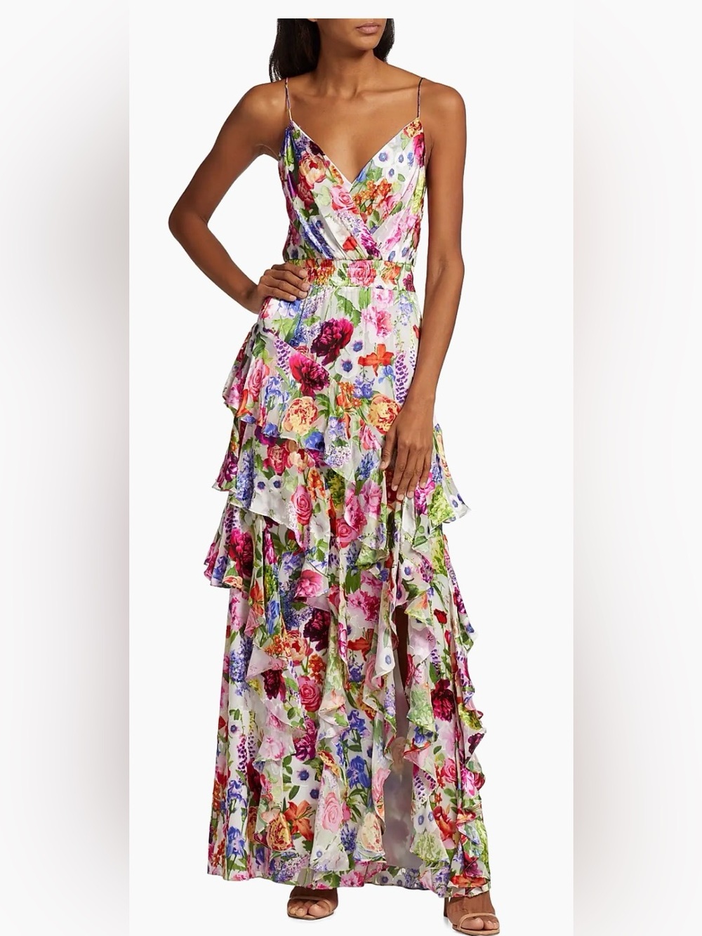 Alice + Olivia Hayden Ruffled Floral Maxi Dress